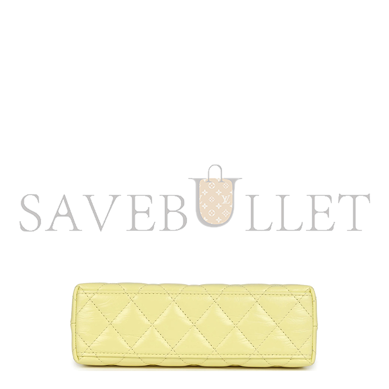 Ch*el master kelly yellow shiny calfskin brushed gold hardware as4416 (19*13*7cm)